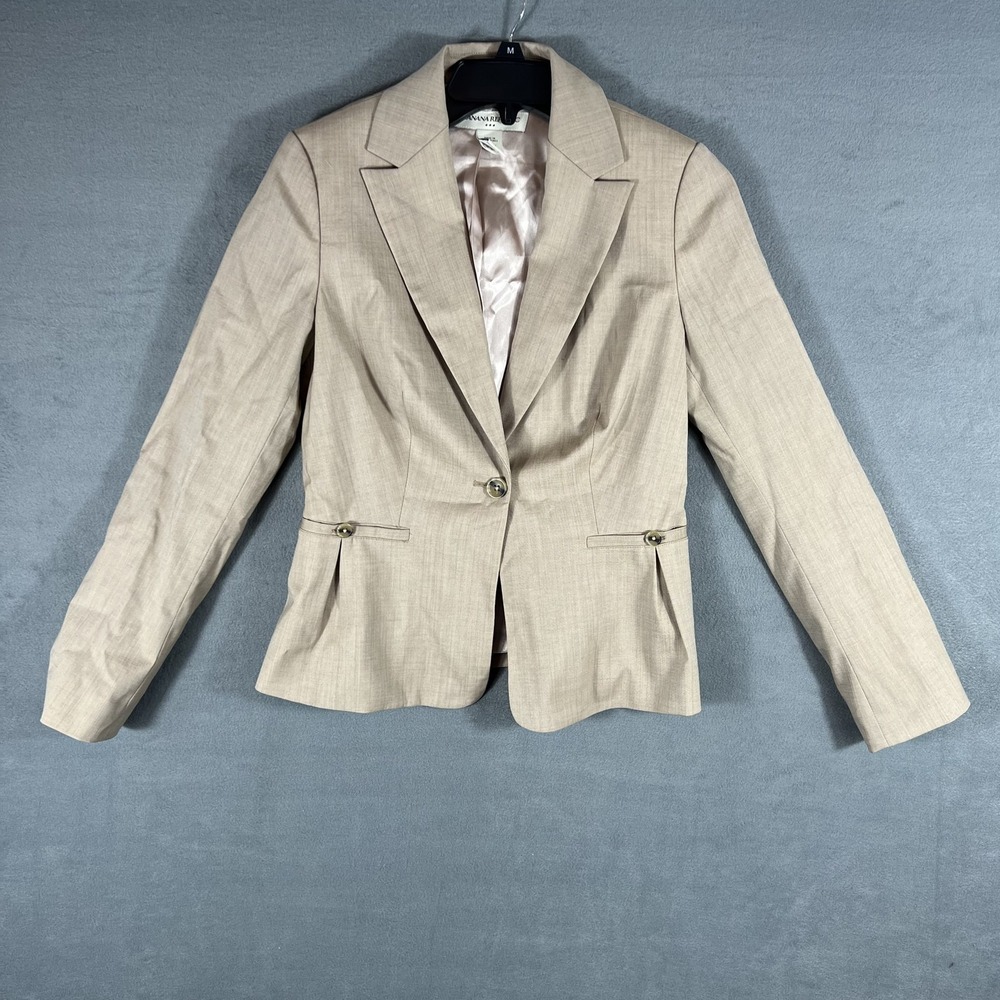 Banana Republic‎ Women's Size 2 Tan Wool Blend Blazer Jacket Single Button Lined